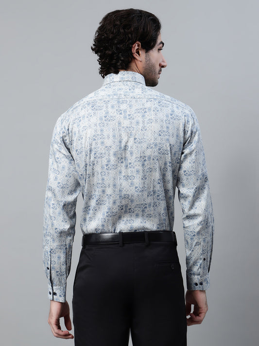 Formal Shirt for Men l Breathable & Soft with Color Fastness Regular Fit Spread Collar Neck Cotton Fabric Printed Pattern