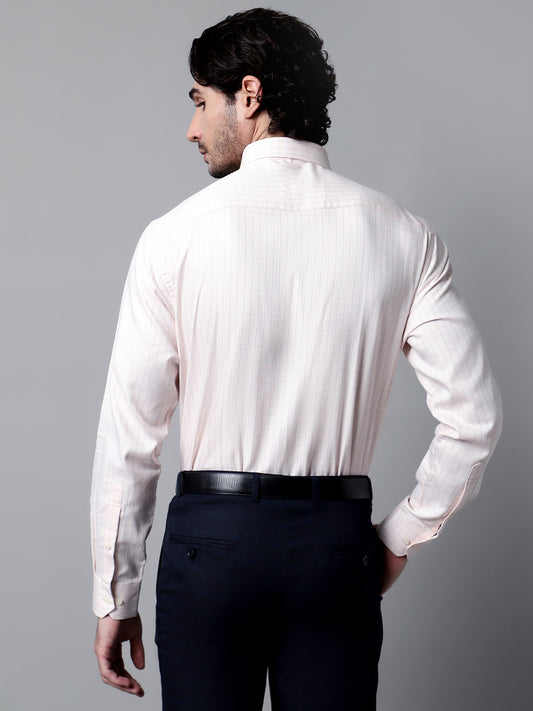 Formal Shirt for Men l Breathable & Soft with Color Fastness Regular Fit Spread Collar Neck Cotton Fabric Checkered Pattern