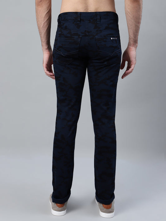 Casual Trouser for Men | Breathable & Soft with Color Fastness Regular Fit Cotton Blend Fabric Printed Pattern Button Closure