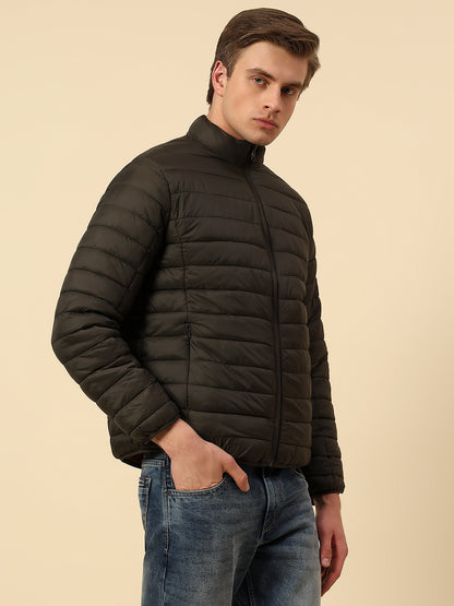 Reversible Jacket for Men | Premium Casual Jacket Regular Fit Mock Neck Nylon Fabric Solid Pattern