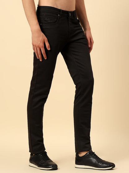 Denim Jeans for Men | Breathable & Soft with Color Fastness Ultra Narrow Poly Cotton Fabric Solid Pattern Button Closure