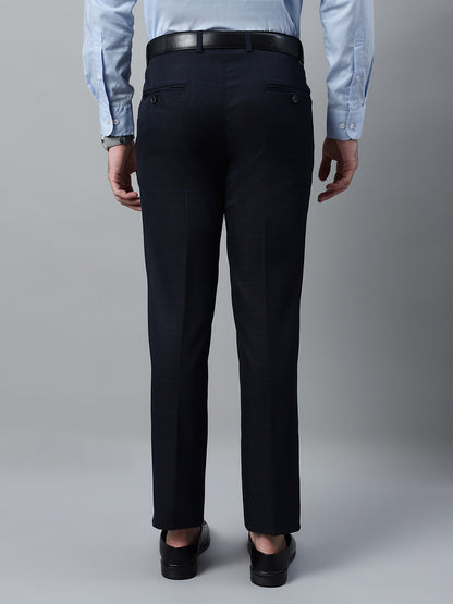 Formal Trouser for Men | Breathable & Soft with Color Fastness Regular Fit Poly Viscose Fabric Checkered Pattern Hook & Eye Closure