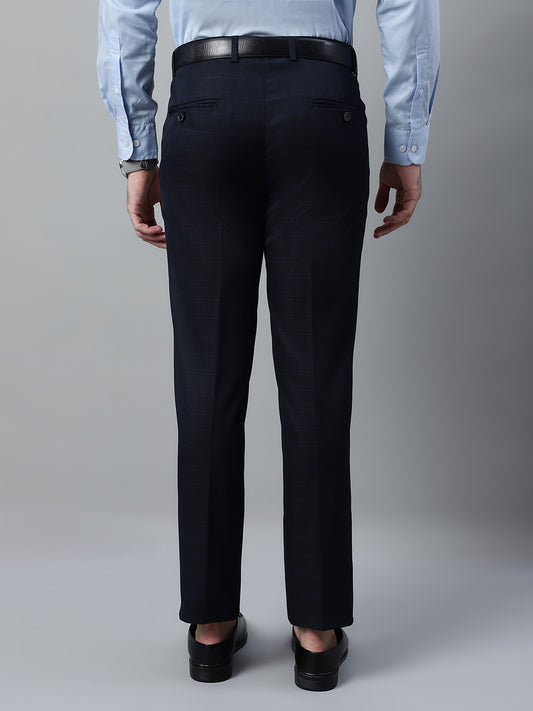 Formal Trouser for Men | Breathable & Soft with Color Fastness Regular Fit Poly Viscose Fabric Checkered Pattern Hook & Eye Closure