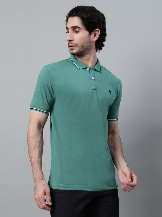 T-Shirt for Men | Breathable & Soft with Color Fastness Regular Fit Polo Neck Poly Cotton Fabric Solid Pattern