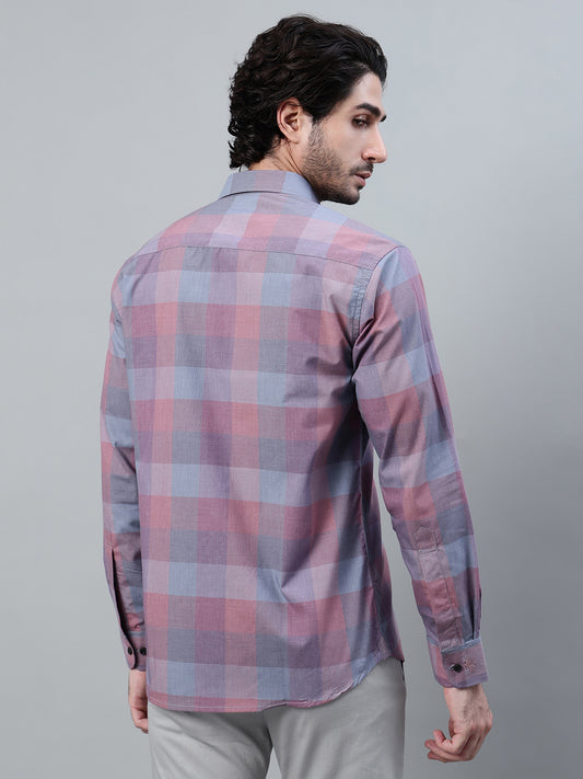 Casual Shirt for Men | Breathable & Soft with Color Fastness Regular Fit Spread Collar Neck Cotton Blend Fabric Checkered Pattern