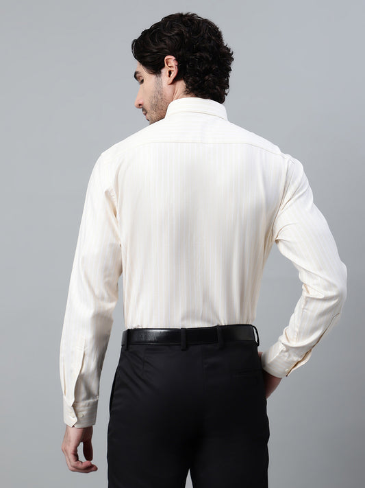 Formal Shirt for Men l Breathable & Soft with Color Fastness Regular Fit Spread Collar Neck Cotton Fabric Striped Pattern