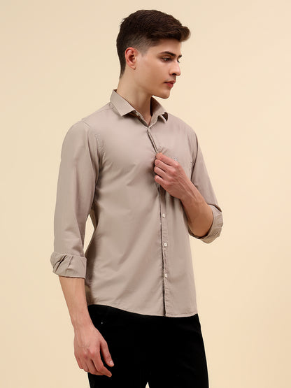 Shirt for Men | Breathable & Soft with Color Fastness Slim Fit Spread Collar Pure Cotton Fabric Solid Pattern
