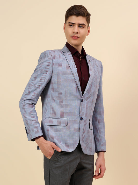 Blazer for Men | Premium Casual Blazer Slim Fit Notched Collar Poly Viscose Fabric Check Pattern
