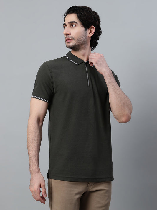 T-Shirt for Men | Breathable & Soft with Color Fastness Regular Fit Polo Neck Poly Cotton Fabric Solid Pattern