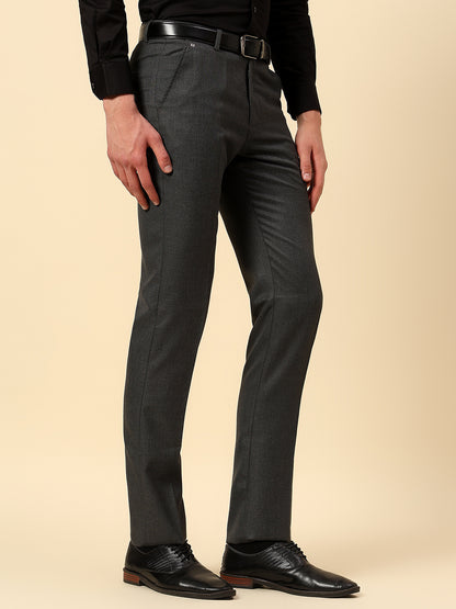 Casual Trouser for Men | Breathable & Soft with Color Fastness Regular Fit Poly Viscose Fabric Self Design Pattern Button Closure