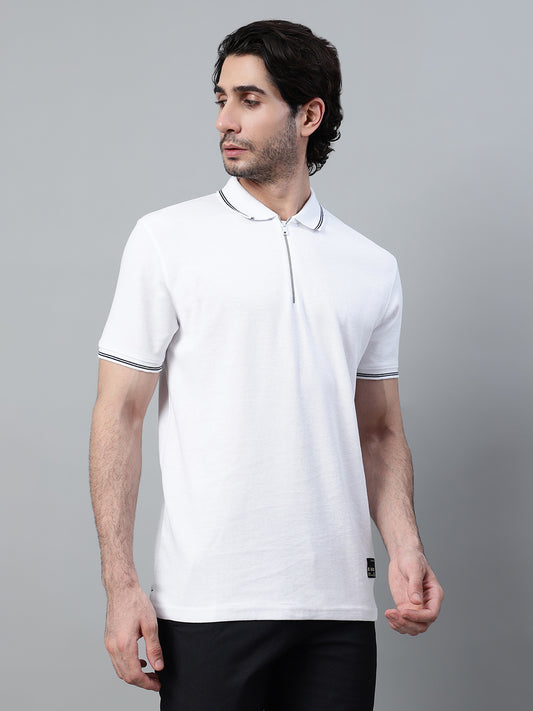T-Shirt for Men | Breathable & Soft with Color Fastness Regular Fit Polo Neck Poly Cotton Fabric Solid Pattern