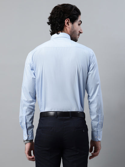 Men's Sky Blue Formal Plain Full Sleeve Shirt
