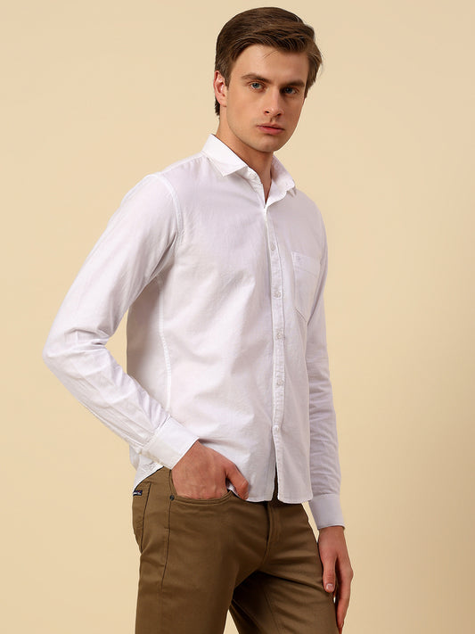 Shirt for Men | Breathable & Soft with Color Fastness Slim Fit Spread Collar Pure Cotton Fabric Solid Pattern