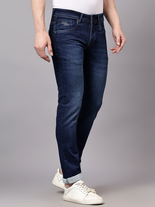 Denim Jeans for Men l Breathable & Soft with Color Fastness Ultra Narrow Fit Cotton Fabric Solid Pattern Button Closure