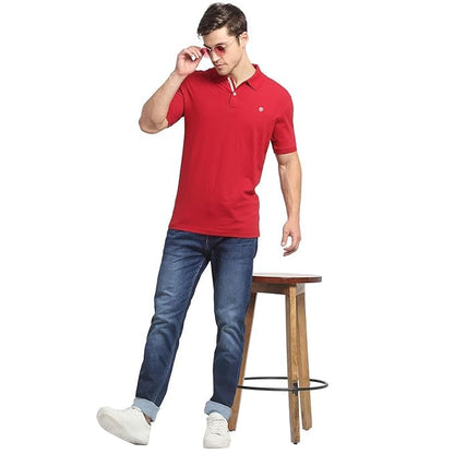Men's Maroon Regular Fit Solid Half Sleeve Casual T-Shirt