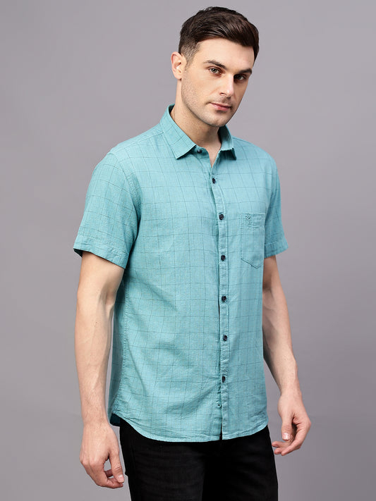 Casual Shirt for Men | Breathable & Soft with Color Fastness Regular Fit Spread Collar Neck Cotton Fabric Checkered Pattern