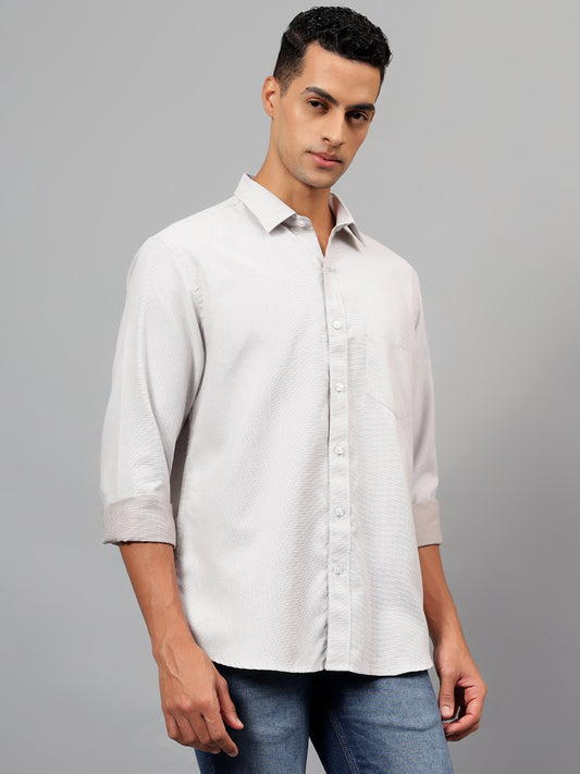 Casual Shirt for Men | Breathable & Soft with Color Fastness Regular Fit Spread Collar Neck Cotton Blend Fabric Self Design Pattern