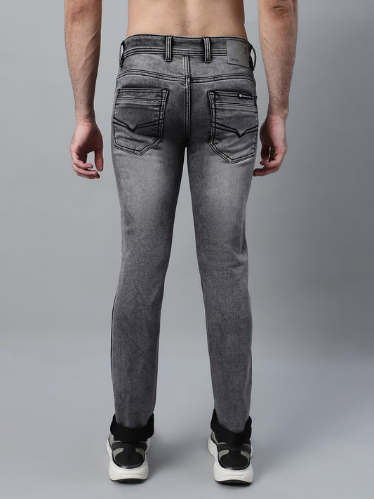 Denim Jeans for Men l Breathable & Soft with Color Fastness Ultra Narrow Fit Cotton Fabric Solid Pattern Button Closure