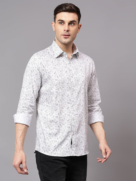 Formal Shirt for Men l Breathable & Soft with Color Fastness Regular Fit Spread Collar Neck Cotton Fabric Printed Pattern