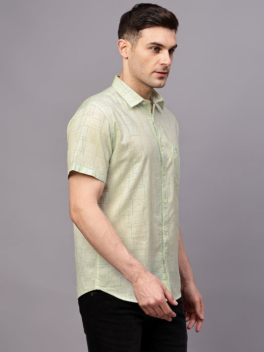 Casual Shirt for Men | Breathable & Soft with Color Fastness Regular Fit Spread Collar Neck Cotton Fabric Printed Pattern