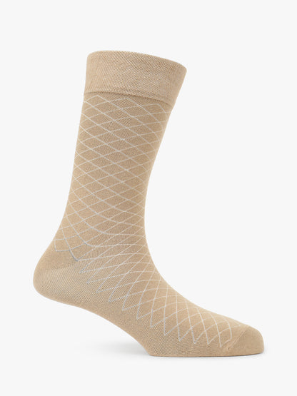 Men's Pack Of 5 Beige Crew Length Printed Casual Socks
