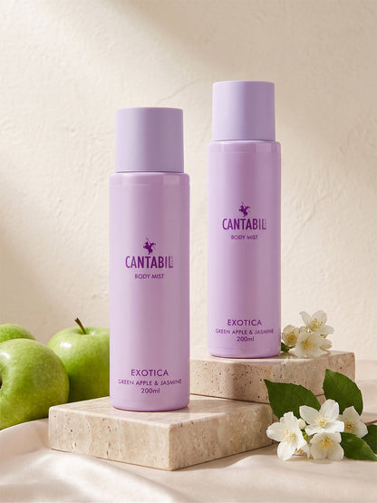 Unisex Exotica(Green Apple & Jasmine) - Lavender Body Mist - Pack of 2 ( 200 ml each )