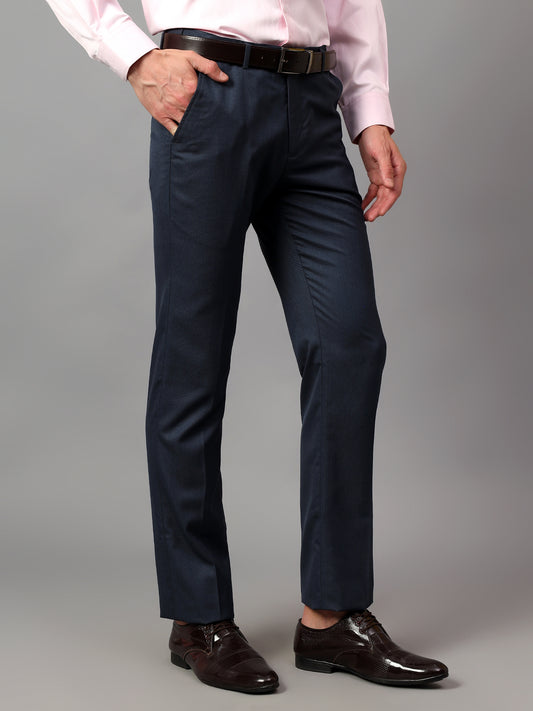 Formal Trouser for Men | Breathable & Soft with Color Fastness Regular Fit Poly Viscose Fabric Self Design Pattern Hook & Eye Closure