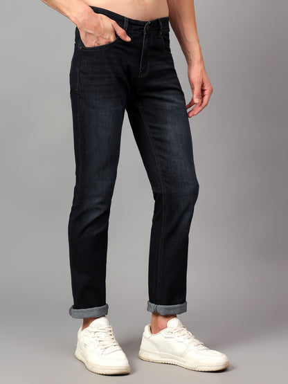 Men's Blue Solid Full Length Stretchable Jeans