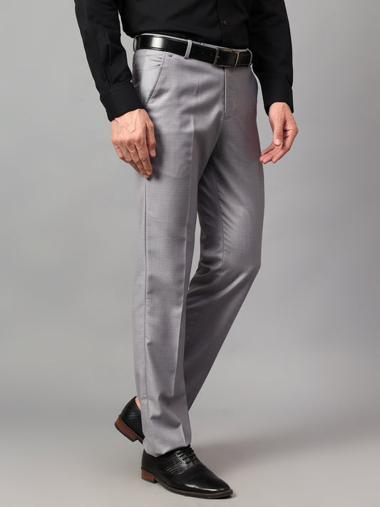 Formal Trouser for Men | Breathable & Soft with Color Fastness Regular Fit Terry Rayon Fabric Self Design Pattern Hook & Eye Closure