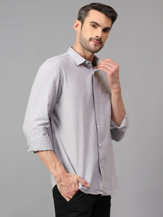 Casual Shirt for Men | Breathable & Soft with Color Fastness Regular Fit Spread Collar Neck Cotton Fabric Solid Pattern
