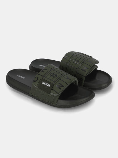 Men's Green Colourblock Sliders