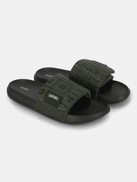Men's Green Colourblock Sliders