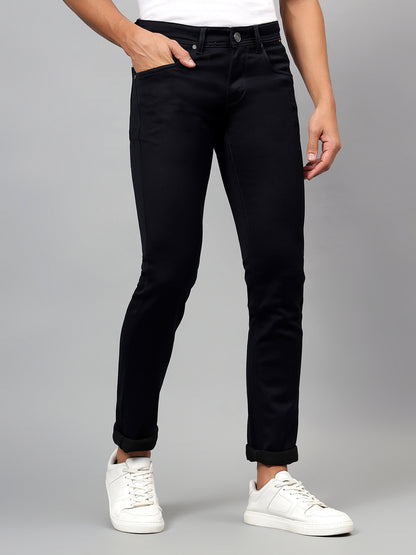 Denim Jeans for Men l Breathable & Soft with Color Fastness Ultra Narrow Fit Cotton Fabric Solid Pattern Button Closure