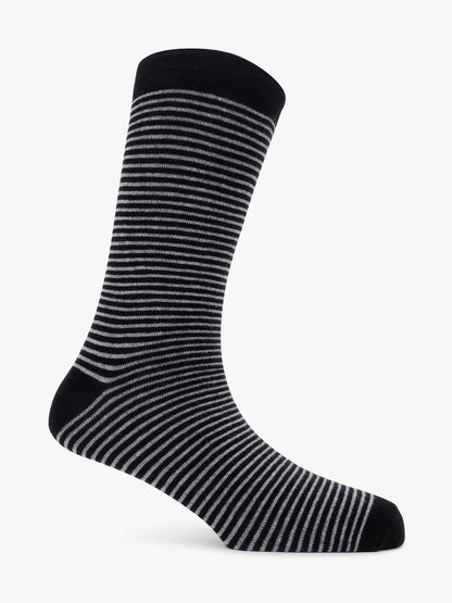 Men's Pack Of 5 Grey Crew Length Stripes Casual Socks