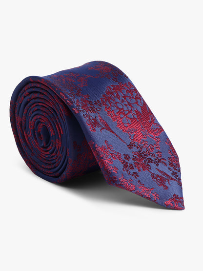 Cantabil Men's Navy Blue Floral Printed Broad Tie