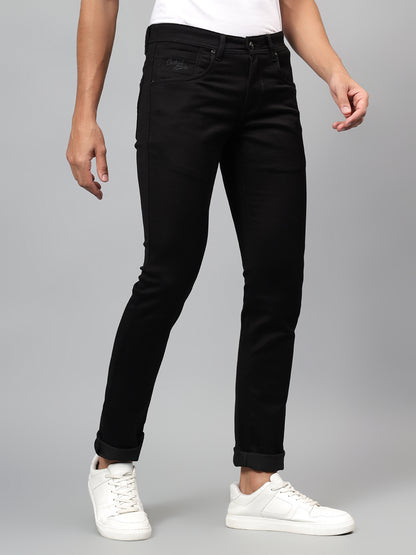 Denim Jeans for Men l Breathable & Soft with Color Fastness Ultra Narrow Fit Cotton Fabric Solid Pattern Button Closure