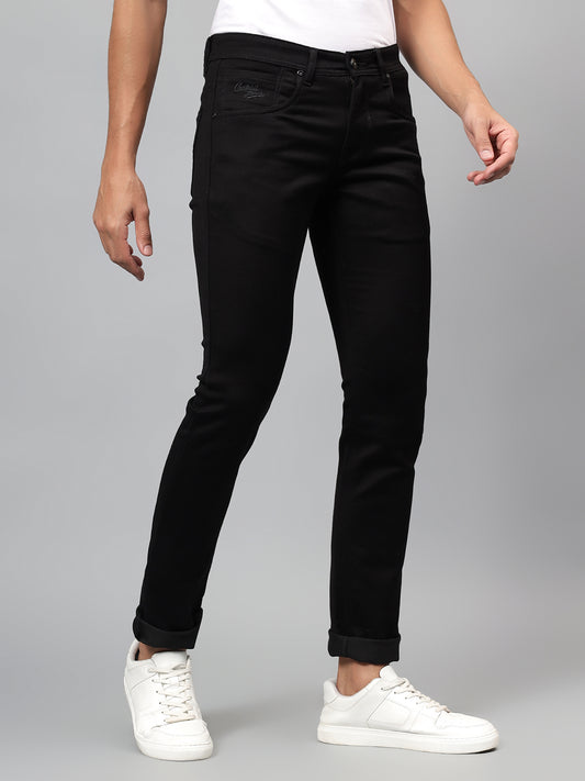 Denim Jeans for Men l Breathable & Soft with Color Fastness Ultra Narrow Fit Cotton Fabric Solid Pattern Button Closure