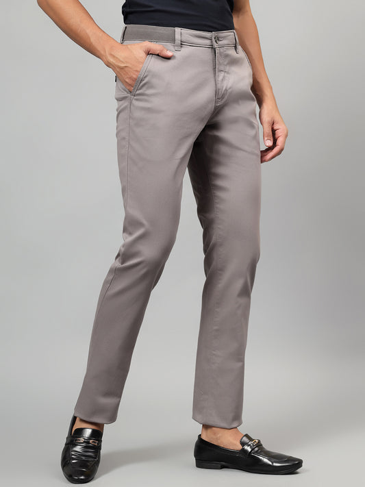 Casual Trouser for Men | Breathable & Soft with Color Fastness Regular Fit Cotton Blend Fabric Self Design Pattern Button Closure