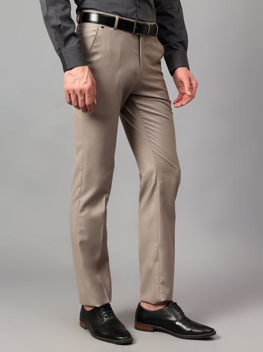 Formal Trouser for Men | Breathable & Soft with Color Fastness Regular Fit Terry Rayon Fabric Self Design Pattern Hook & Eye Closure