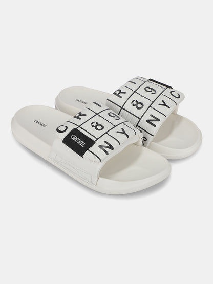 Men's White Colourblock Sliders