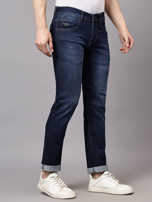 Denim Jeans for Men l Breathable & Soft with Color Fastness Ultra Narrow Fit Cotton Fabric Solid Pattern Button Closure