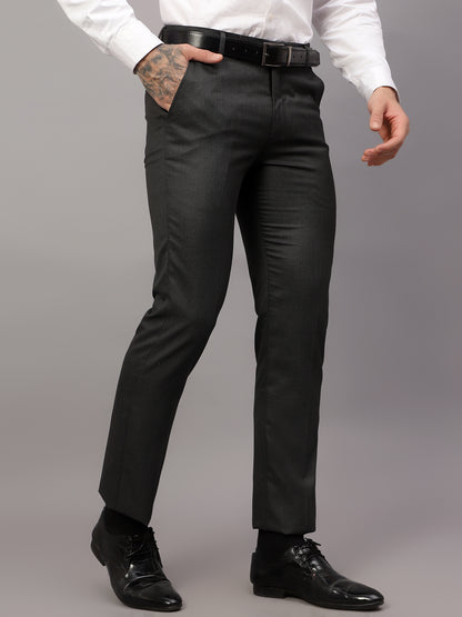 Men's Formal Flat front Dark Grey  Trousers