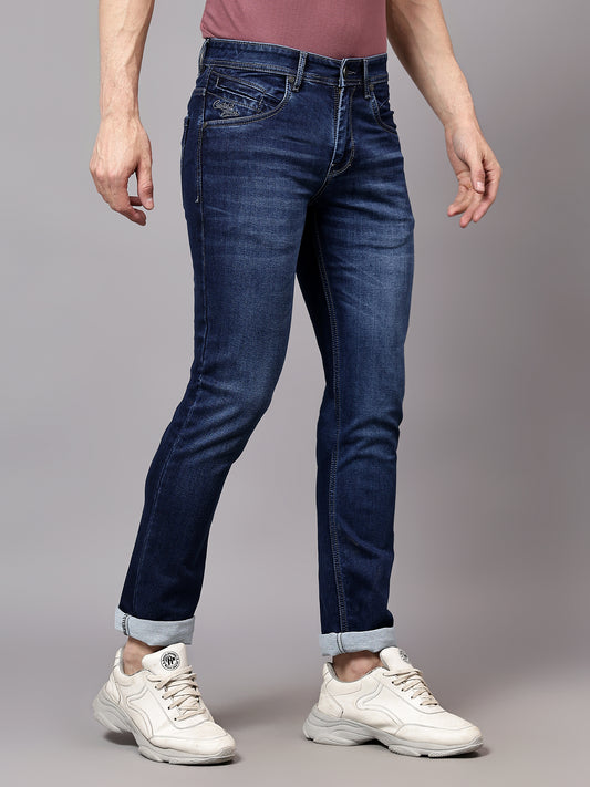 Denim Jeans for Men l Breathable & Soft with Color Fastness Ultra Narrow Fit Cotton Fabric Solid Pattern Button Closure