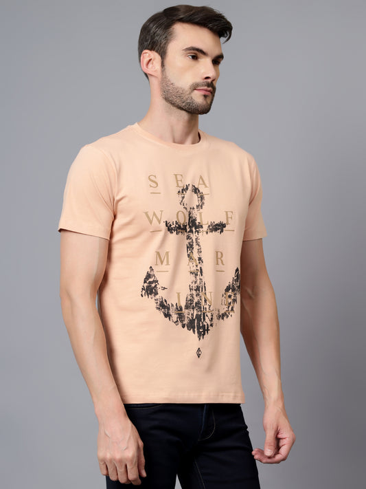 T-Shirt for Men | Breathable & Soft with Color Fastness Regular Fit Round Neck Cotton Blend Fabric Printed Pattern