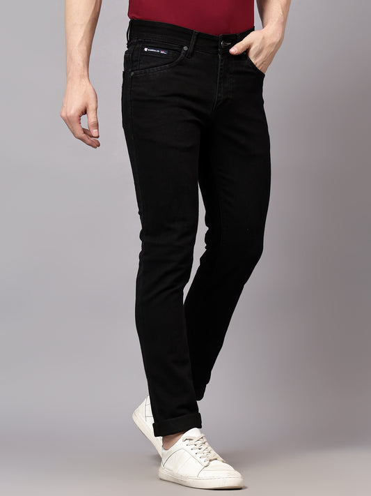 Denim Jeans for Men l Breathable & Soft with Color Fastness Ultra Narrow Fit Cotton Fabric Solid Pattern Button Closure