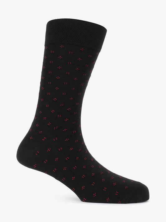 Men's Pack Of 5 Black Crew Length Printed Casual Socks