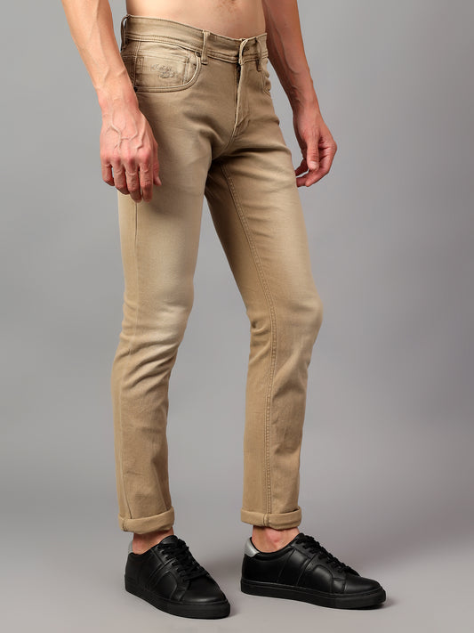 Denim Jeans for Men l Breathable & Soft with Color Fastness Ultra Narrow Fit Cotton Fabric Solid Pattern Button Closure