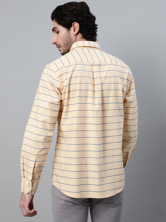 Casual Shirt for Men | Breathable & Soft with Color Fastness Regular Fit Spread Collar Neck Cotton Fabric Striped Pattern