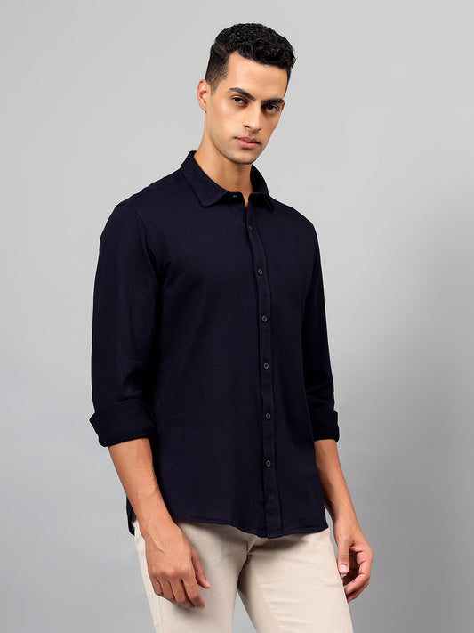 Casual Shirt for Men | Breathable & Soft with Color Fastness Regular Fit Spread Collar Neck Cotton Fabric Self Design Pattern