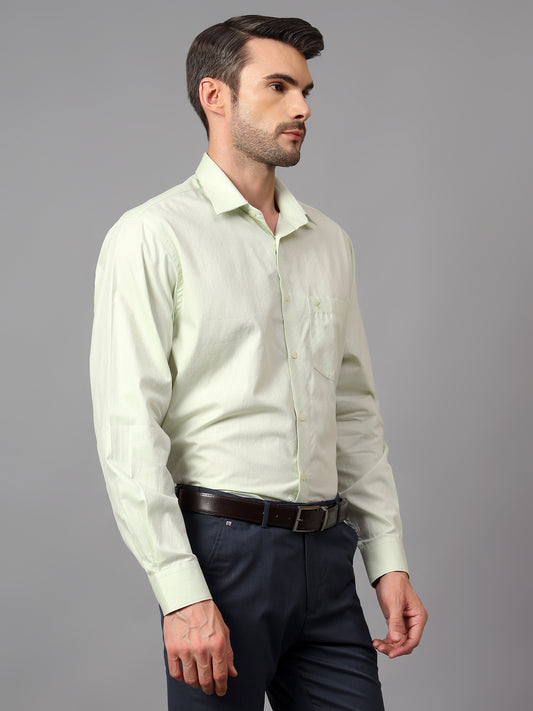 Men's Light Green Formal Self Textured Full Sleeve Shirt